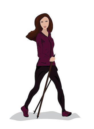 young woman practising nordic walking Stock Photo - Budget Royalty-Free & Subscription, Code: 400-07173929
