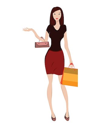 simsearch:400-04643147,k - Vector illustration of woman with shopping bag Foto de stock - Super Valor sin royalties y Suscripción, Código: 400-07173931