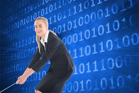 simsearch:400-07224720,k - Composite image of blonde businesswoman pulling a rope Stock Photo - Budget Royalty-Free & Subscription, Code: 400-07184012