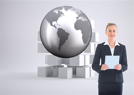 simsearch:400-07258232,k - Composite image of blonde businesswoman holding new tablet Foto de stock - Super Valor sin royalties y Suscripción, Código: 400-07184143