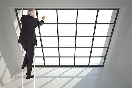 person climbing ladder shadow - Composite image of mature businessman climbing career ladder Stock Photo - Budget Royalty-Free & Subscription, Code: 400-07184324