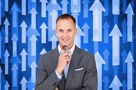 simsearch:400-07258010,k - Composite image of smiling businessman holding glasses isolated Foto de stock - Royalty-Free Super Valor e Assinatura, Número: 400-07184356