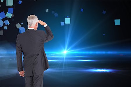 simsearch:400-07189733,k - Composite image of rear view of mature businessman looking away Stock Photo - Budget Royalty-Free & Subscription, Code: 400-07184360