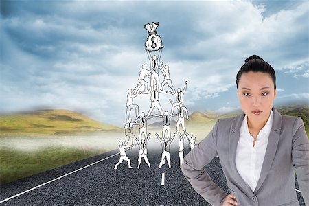 simsearch:400-07258416,k - Composite image of unsmiling asian businesswoman pointing Stock Photo - Budget Royalty-Free & Subscription, Code: 400-07184445