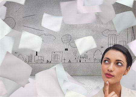 Composite image of smiling businesswoman thinking Photographie de stock - Aubaine LD & Abonnement, Code: 400-07185320