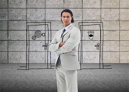 simsearch:400-07186359,k - Composite image of portrait of a serious office worker posing with the arms crossed Stock Photo - Budget Royalty-Free & Subscription, Code: 400-07185860