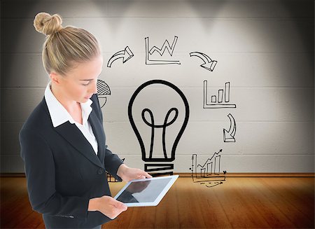 people tablet digital light - Composite image of blonde businesswoman holding new tablet Stock Photo - Budget Royalty-Free & Subscription, Code: 400-07185966