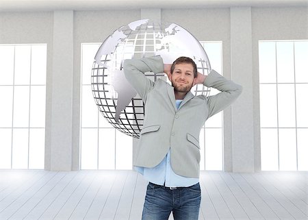 Composite image of suave man in a blazer with hands behind head looking at camera Stock Photo - Budget Royalty-Free & Subscription, Code: 400-07186057
