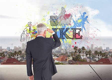 Composite image of rear view of mature businessman looking away Stock Photo - Budget Royalty-Free & Subscription, Code: 400-07186270