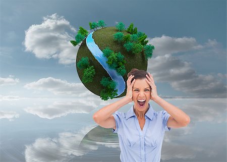 Composite image of stressed businessswoman with hand on her head looking at the camera Stock Photo - Budget Royalty-Free & Subscription, Code: 400-07186606