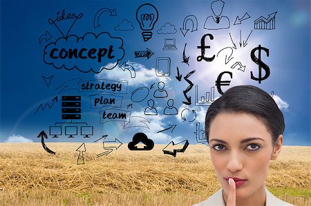 simsearch:400-07190169,k - Composite image of young businesswoman asking for silence Stock Photo - Budget Royalty-Free & Subscription, Code: 400-07186652