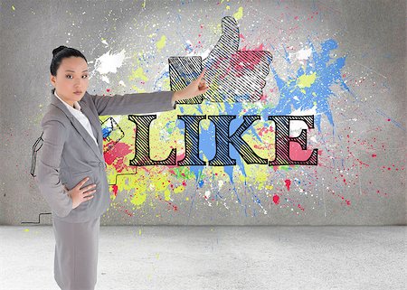 paint stairs - Composite image of unsmiling asian businesswoman pointing Stock Photo - Budget Royalty-Free & Subscription, Code: 400-07186862