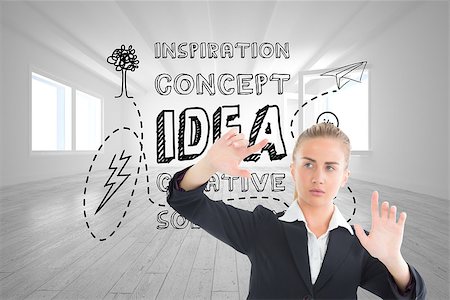 Composite image of blonde businesswoman pointing somewhere Stock Photo - Budget Royalty-Free & Subscription, Code: 400-07188418