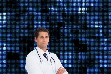simsearch:400-07345820,k - Composite image of serious doctor with arms crossed Stock Photo - Budget Royalty-Free & Subscription, Code: 400-07188926