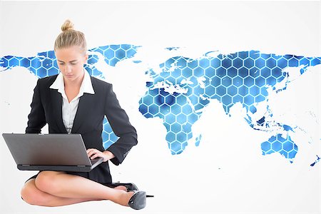 simsearch:400-07721096,k - Composite image of blonde businesswoman using laptop Stockbilder - Microstock & Abonnement, Bildnummer: 400-07189058