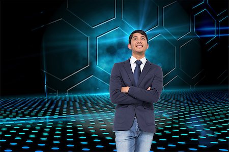 simsearch:400-07345820,k - Composite image of smiling casual businessman with arms crossed Stock Photo - Budget Royalty-Free & Subscription, Code: 400-07189615