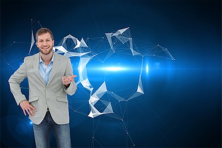 single geometric shape - Composite image of stylish man smiling and gesturing with hand up Stock Photo - Budget Royalty-Free & Subscription, Code: 400-07189686