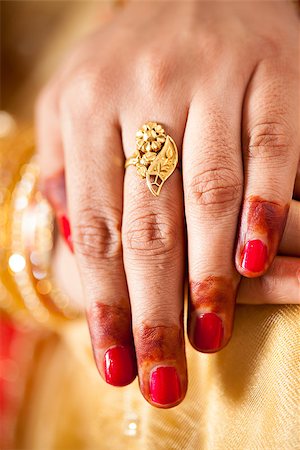 hand detail of indian bride with decorative bangle and gold ring Stock Photo - Budget Royalty-Free & Subscription, Code: 400-07180073
