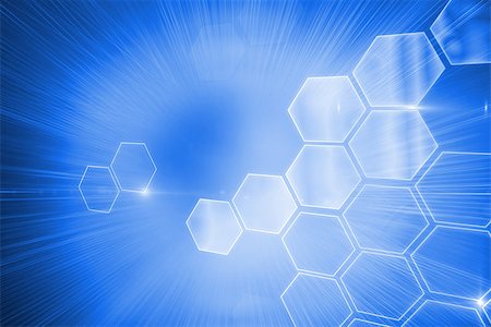 Digitally generated glowing hexagons on blue background Stock Photo - Budget Royalty-Free & Subscription, Code: 400-07181950