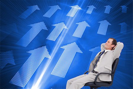 simsearch:400-07258010,k - Composite image of side view of businessman leaning back in his chair Foto de stock - Royalty-Free Super Valor e Assinatura, Número: 400-07183589