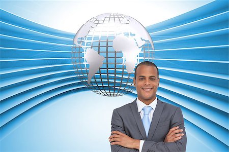 simsearch:400-07258232,k - Composite image of charismatic young businessman with arms crossed Foto de stock - Super Valor sin royalties y Suscripción, Código: 400-07183813