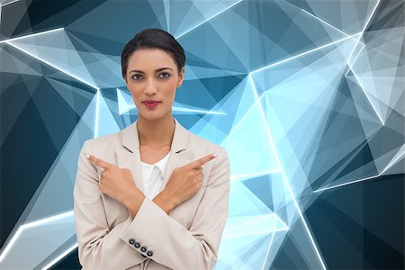 simsearch:400-07345820,k - Composite image of charismatic businesswoman with her arms crossed and fingers pointing Stock Photo - Budget Royalty-Free & Subscription, Code: 400-07183958