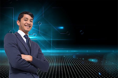 simsearch:400-07345820,k - Composite image of smiling asian businessman with arms crossed Stock Photo - Budget Royalty-Free & Subscription, Code: 400-07190178
