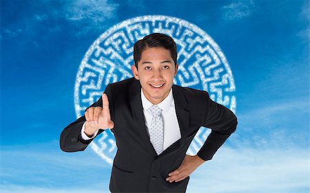 simsearch:400-07446676,k - Composite image of smiling asian businessman pointing Foto de stock - Super Valor sin royalties y Suscripción, Código: 400-07190615