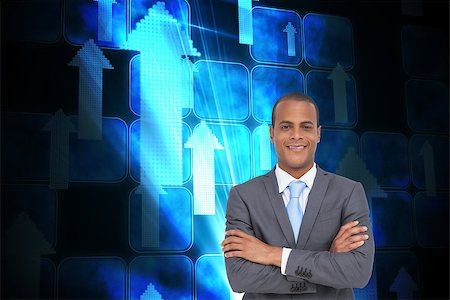 simsearch:400-07345820,k - Composite image of charismatic young businessman with arms crossed Stock Photo - Budget Royalty-Free & Subscription, Code: 400-07191010