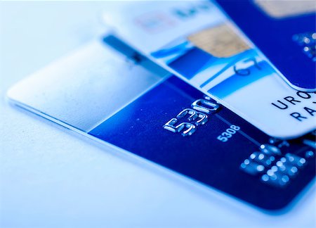 Selective focus on the front credit cards Stockbilder - Microstock & Abonnement, Bildnummer: 400-07206913