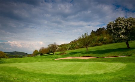 On the empty golf course in spring in Czech Republic Stockbilder - Microstock & Abonnement, Bildnummer: 400-07207285