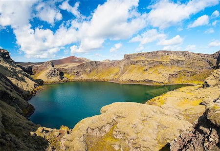 simsearch:632-05845137,k - Viti is a beautiful crater lake of a turquoise color located at Laki on the South of Iceland, HDR. Stock Photo - Budget Royalty-Free & Subscription, Code: 400-07207393