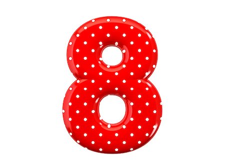 The bright red number  with a festive pattern and isolated on a white background Foto de stock - Royalty-Free Super Valor e Assinatura, Número: 400-07207425