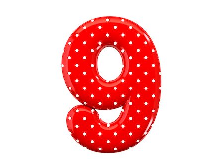 The bright red number  with a festive pattern and isolated on a white background Foto de stock - Royalty-Free Super Valor e Assinatura, Número: 400-07207426