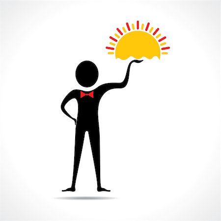save water illustration - Man holding sun icon stock vector Stock Photo - Budget Royalty-Free & Subscription, Code: 400-07207453