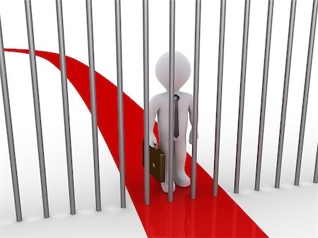 simsearch:400-08113384,k - 3d businessman is blocked by metal bars that are on his path Photographie de stock - Aubaine LD & Abonnement, Code: 400-07208042
