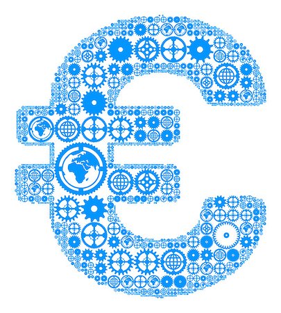 Euro sign on a white background, made of gears. Vector illustration Stock Photo - Budget Royalty-Free & Subscription, Code: 400-07208128