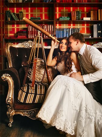 charming bride and groom in their house Stock Photo - Budget Royalty-Free & Subscription, Code: 400-07208130