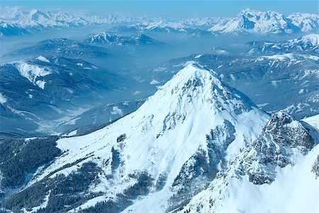 dachstein - Winter hazy veiw from Dachstein mountain massif top to Schladming and Filzmoos region (Austria). Stock Photo - Budget Royalty-Free & Subscription, Code: 400-07208161