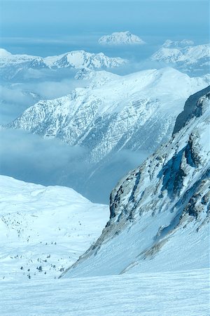 Winter hazy veiw from Dachstein mountain massif top  (Austria). Stock Photo - Budget Royalty-Free & Subscription, Code: 400-07208162
