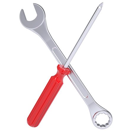 simsearch:700-01792289,k - Screwdriver and wrench. Isolated 3d render on white background Stock Photo - Budget Royalty-Free & Subscription, Code: 400-07208502