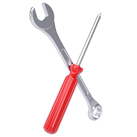 simsearch:700-01792289,k - Screwdriver and wrench. Isolated 3d render on white background Stock Photo - Budget Royalty-Free & Subscription, Code: 400-07208511