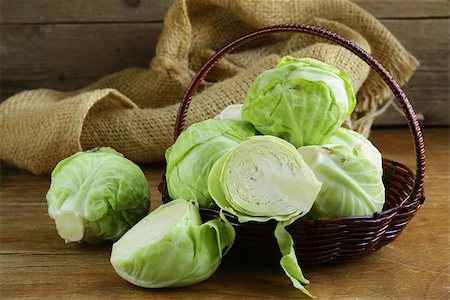 simsearch:400-06429494,k - ripe white cabbage on a wooden table Stock Photo - Budget Royalty-Free & Subscription, Code: 400-07208607