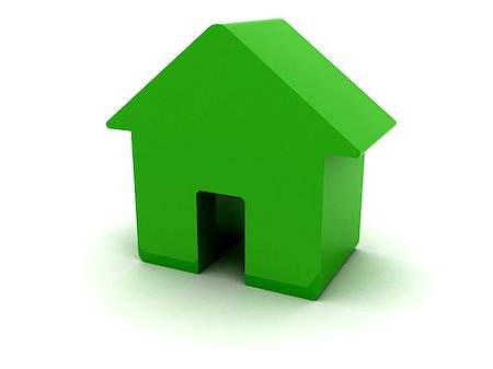 eco friendly home - 3D green house. Concept illustration. Foto de stock - Super Valor sin royalties y Suscripción, Código: 400-07208730