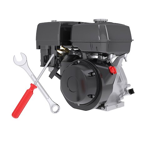 simsearch:400-06795929,k - Small engine and instruments. 3d render isolated on white background Foto de stock - Super Valor sin royalties y Suscripción, Código: 400-07208957