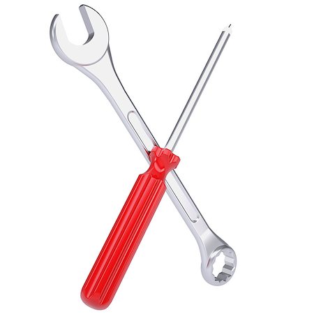 simsearch:400-05208356,k - Screwdriver and wrench. Isolated 3d render on white background Foto de stock - Super Valor sin royalties y Suscripción, Código: 400-07208976