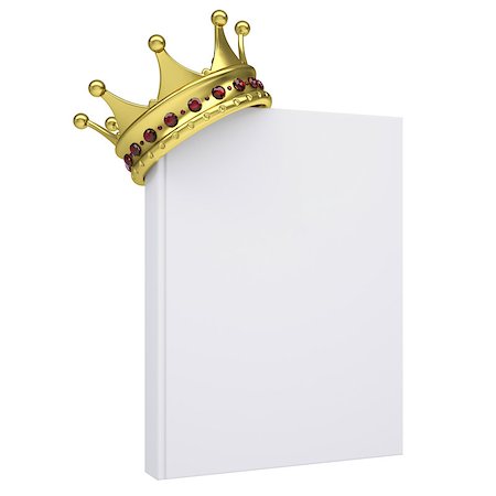 simsearch:400-04173363,k - A white book and gold crown. Isolated render on a white background Stock Photo - Budget Royalty-Free & Subscription, Code: 400-07209482