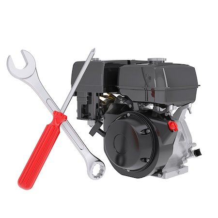 simsearch:400-06795929,k - Small engine and instruments. 3d render isolated on white background Foto de stock - Super Valor sin royalties y Suscripción, Código: 400-07209507