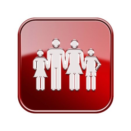 family icon glossy red, isolated on white background. Photographie de stock - Aubaine LD & Abonnement, Code: 400-07209685