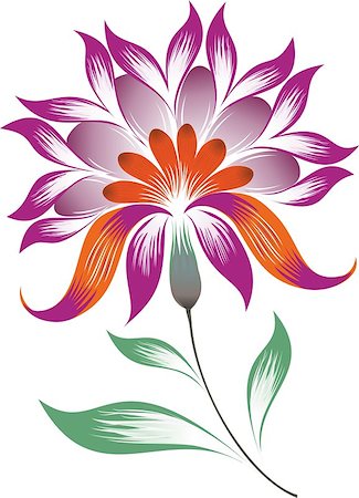 Bright decorative abstract flower - vector illustration Stock Photo - Budget Royalty-Free & Subscription, Code: 400-07214046